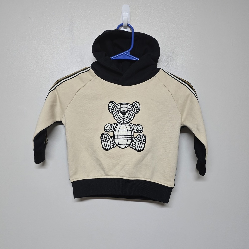 Burberry Kids Thomas Bear Applique Cotton Hoodie Black Tan 3Y/98cm NWT‎ $495